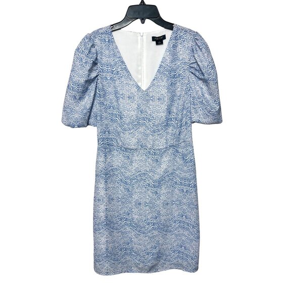 AS by DF Ischia Print Puff Sleeve Mini Dress in Blue Size S - Picture 6 of 12